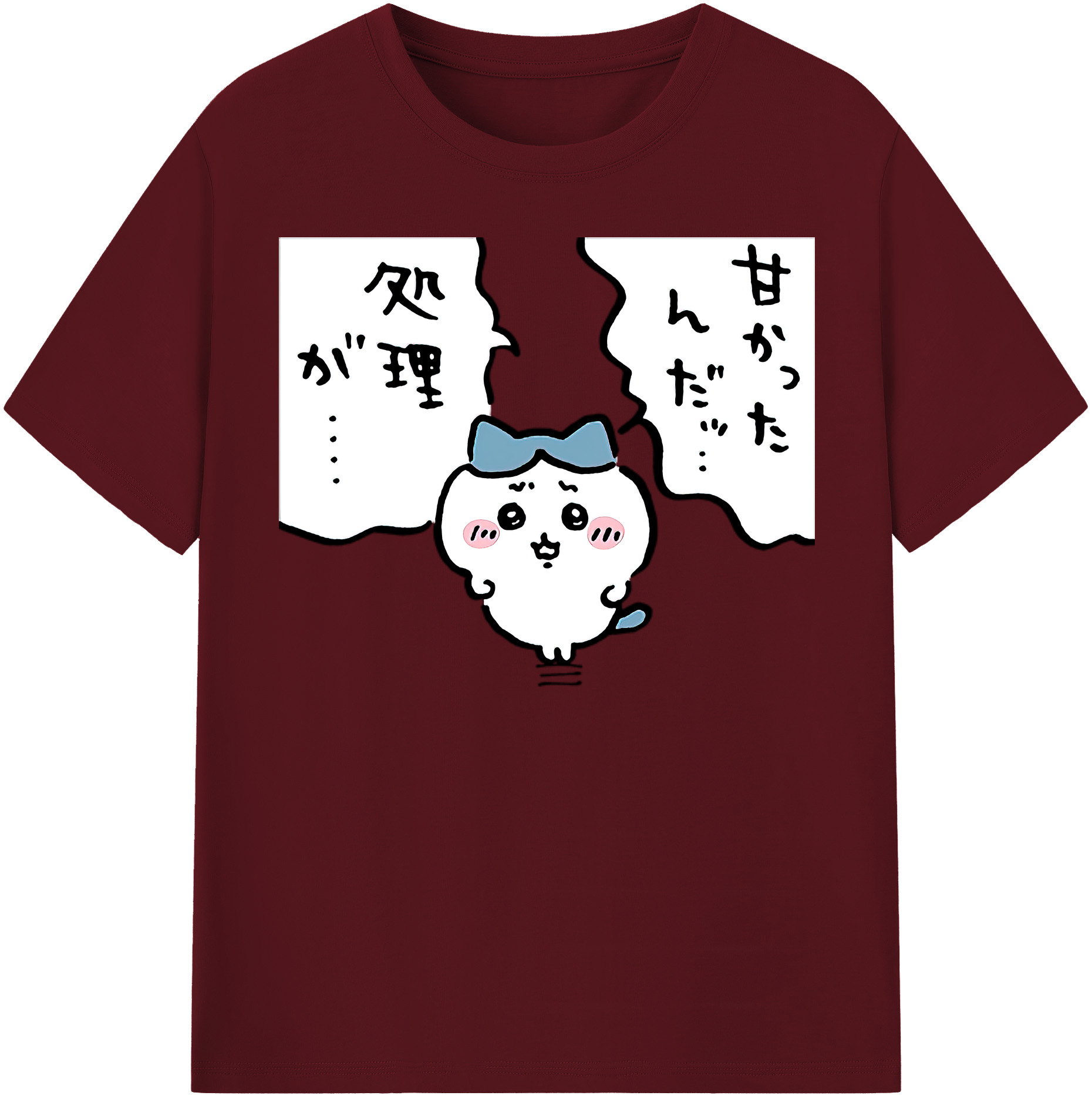 （画像用） ちいかわ ハチワレ Chii-kawa hachiware 綿100％半袖Tシャツ（フロントプリント）
